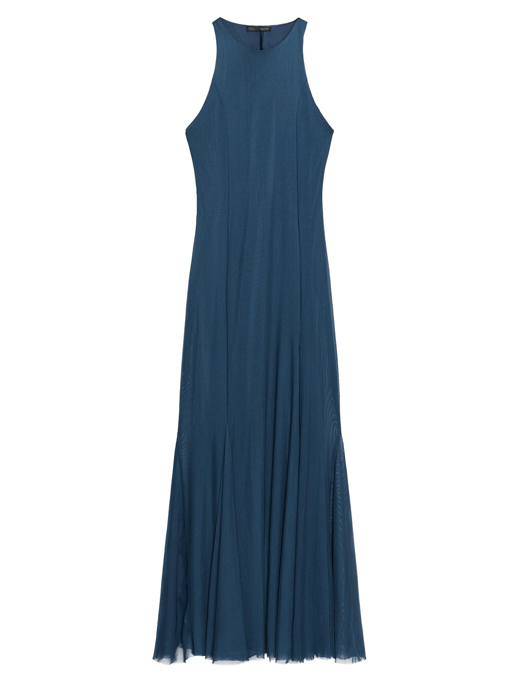 Zara Long Tulle Godet Dress Midnight Blue